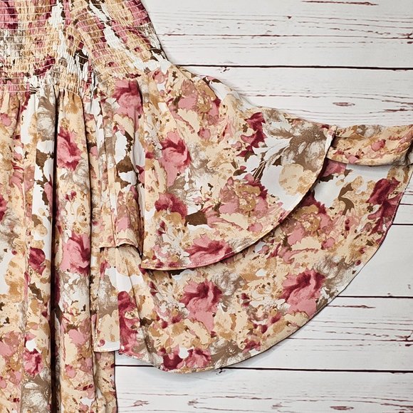 akaiv Off Shoulder Tiered Sleeve Floral Mini Dress - Picture 4 of 10